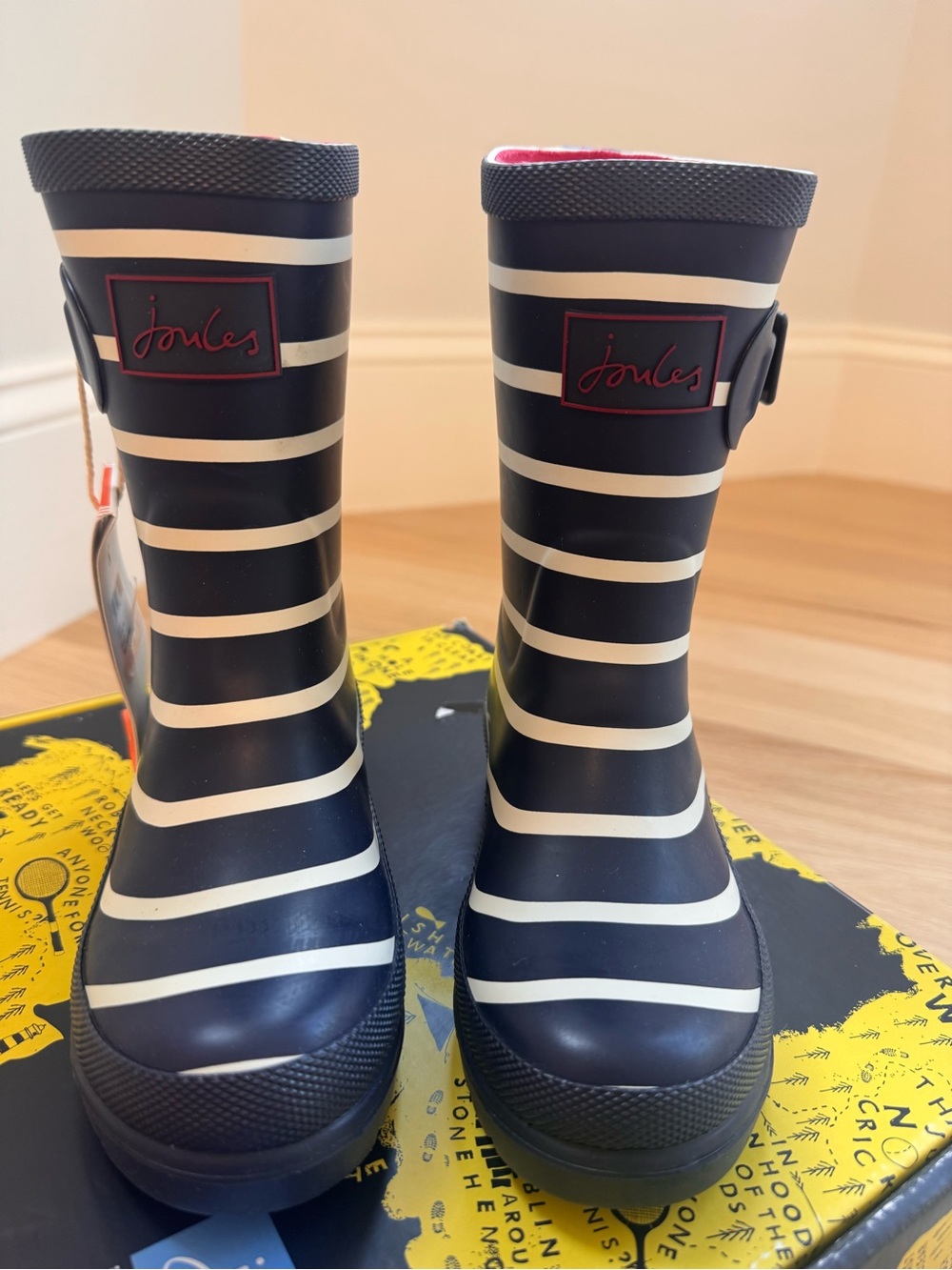 NWT - Joules Navy and White Striped Kids Rain Boots (size 12 - kids)